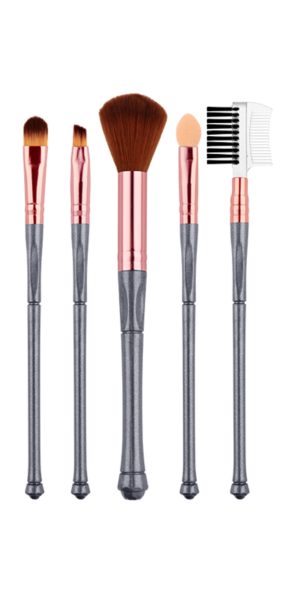 5 Pc Make Up Brush Set - Charcoal/Grey