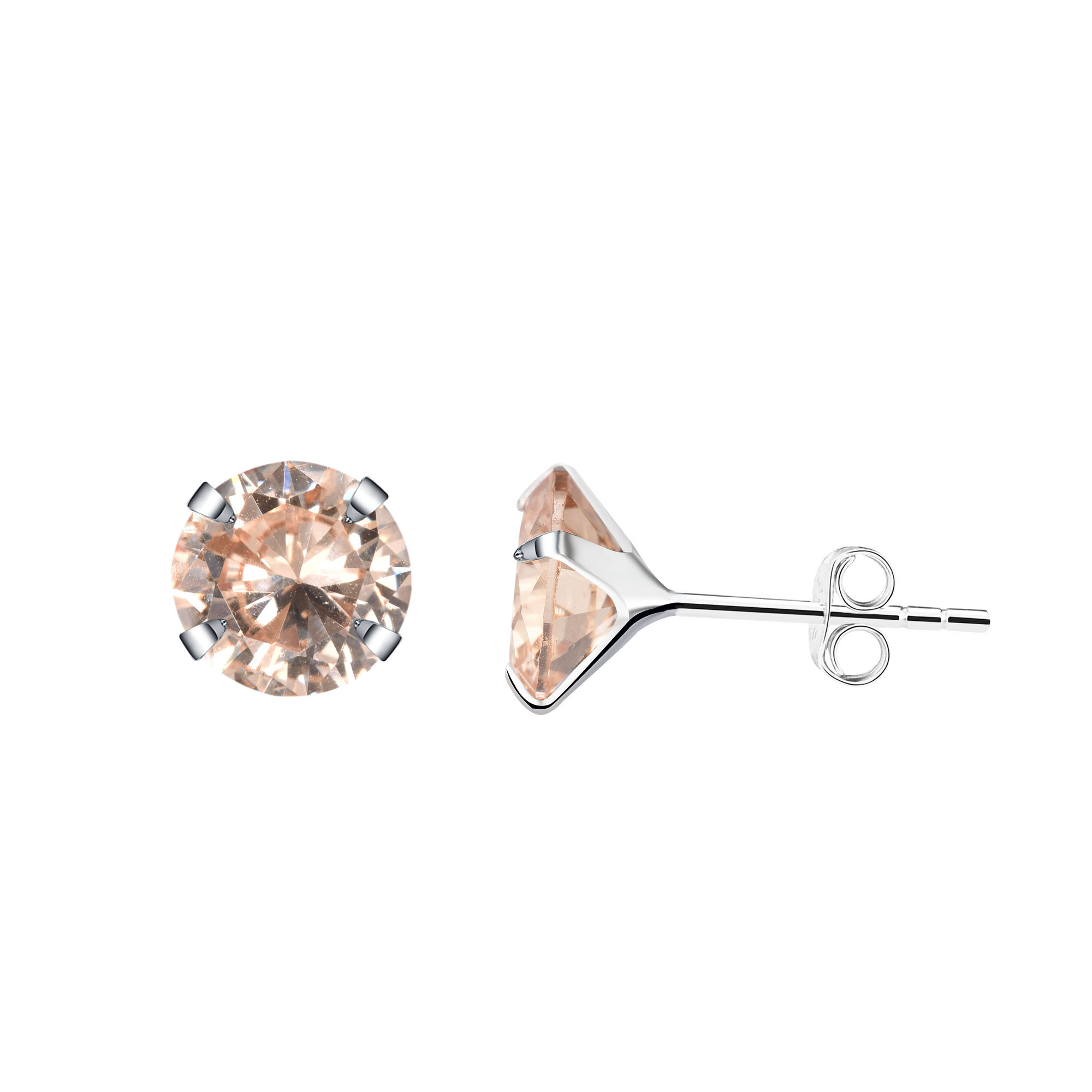 Sterling Silver Stud Gemstone Earrings - Citrine