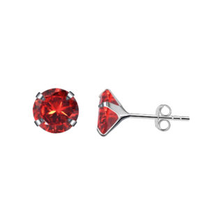 Sterling Silver Stud Gemstone Earrings - Garnet