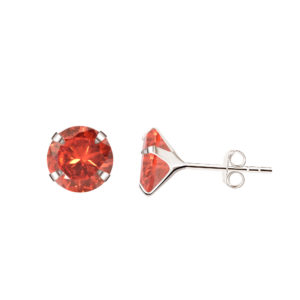Sterling Silver Stud Gemstone Earrings - Ruby