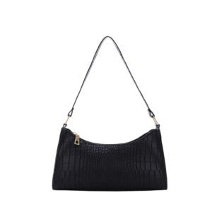 Ladies Snake Skin Pattern Handbag - Black
